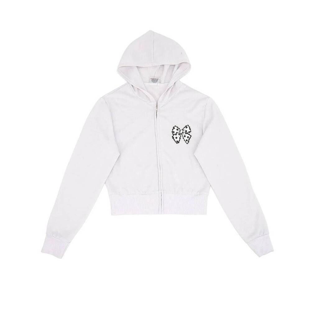 NEW FIREHOUSE girl's polka dot bow zip hoodie in clay